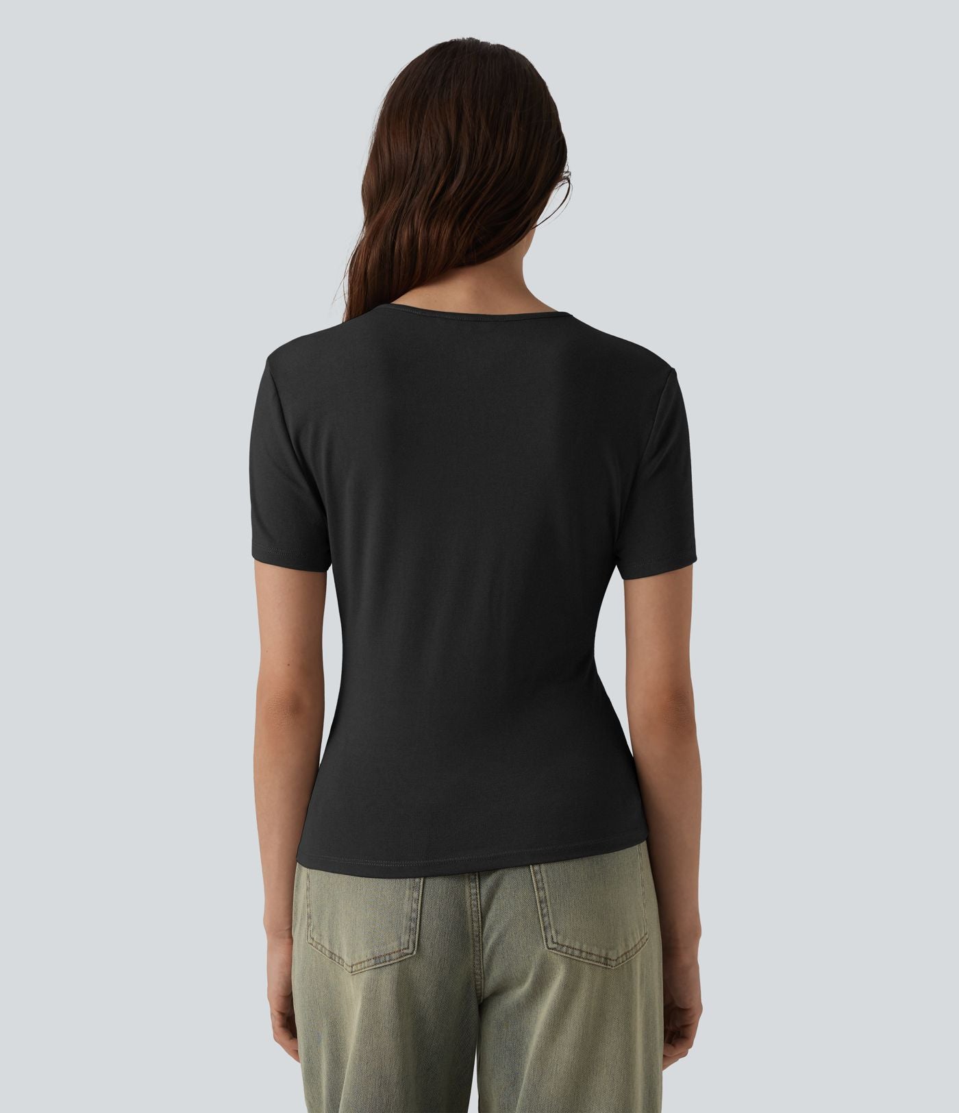 T-shirt col rond manches courtes avec boutons-pression