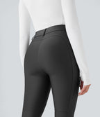 Legging 7/8 brillant taille haute avec poches