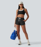 Breezeful™ Short de course taille mi-haute à séchage rapide, cordon de serrage, ourlet arrondi, sous-short intégré et poches