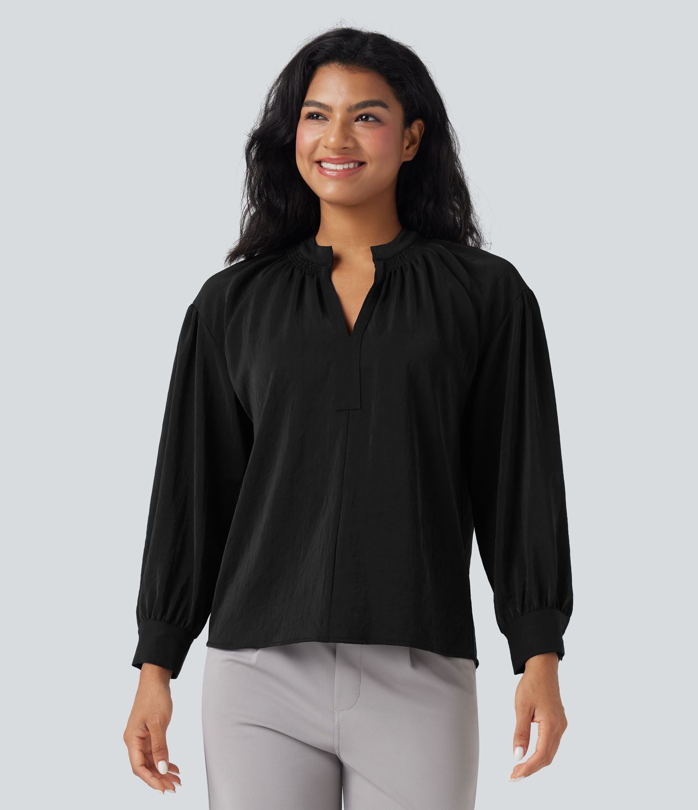 Chemise de travail manches longues col V