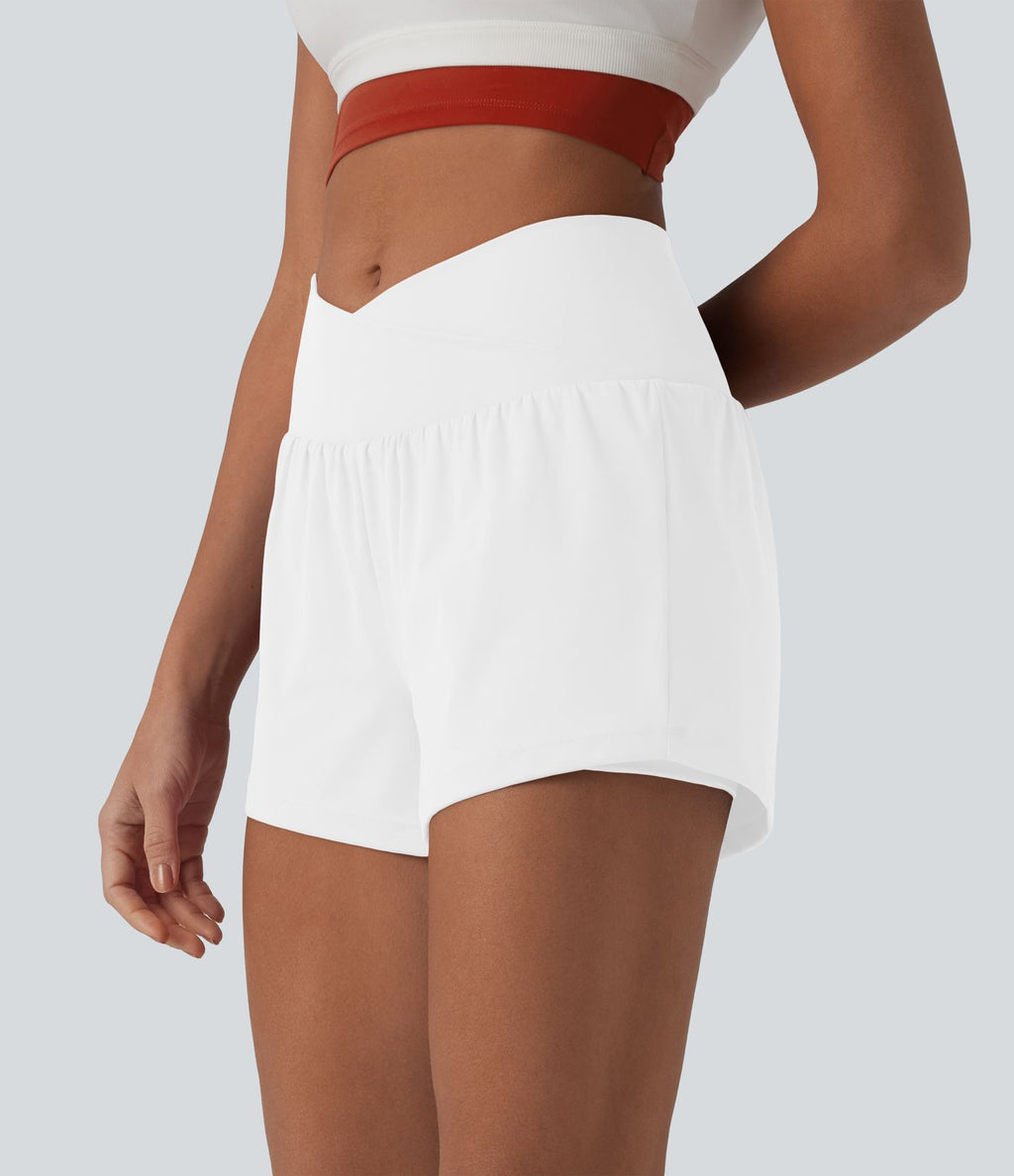 Short de yoga 2-en-1 SoftlyZero™ Airy croisé taille haute 7,5 cm effet frais InstantCool avec poches