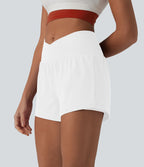 Short de yoga 2-en-1 SoftlyZero™ Airy croisé taille haute 7,5 cm effet frais InstantCool avec poches