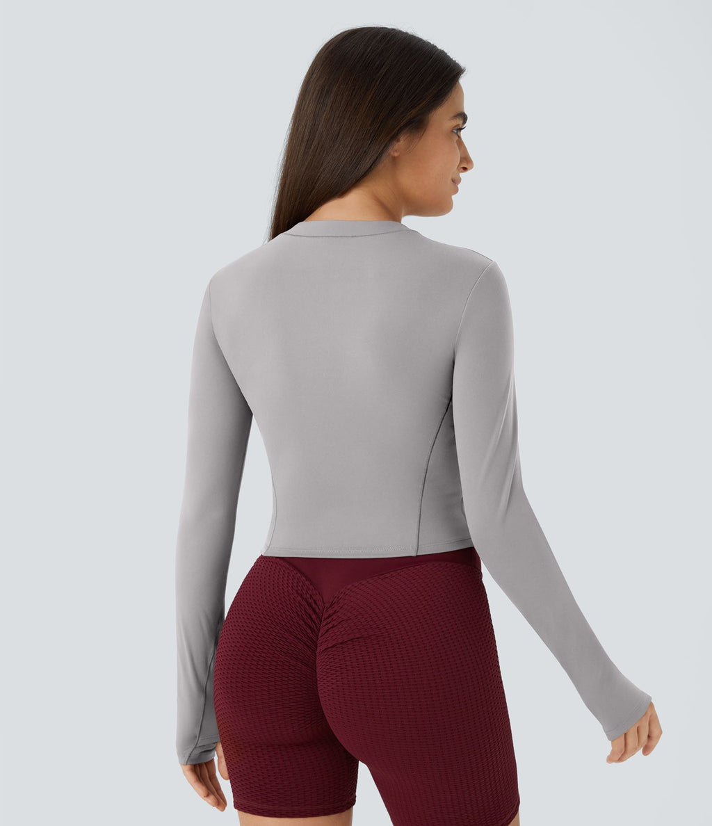Softlyzero™ Plush Top Sport de Golf Court à Manches Longues avec Trou pour Pouce et Demi-Zip