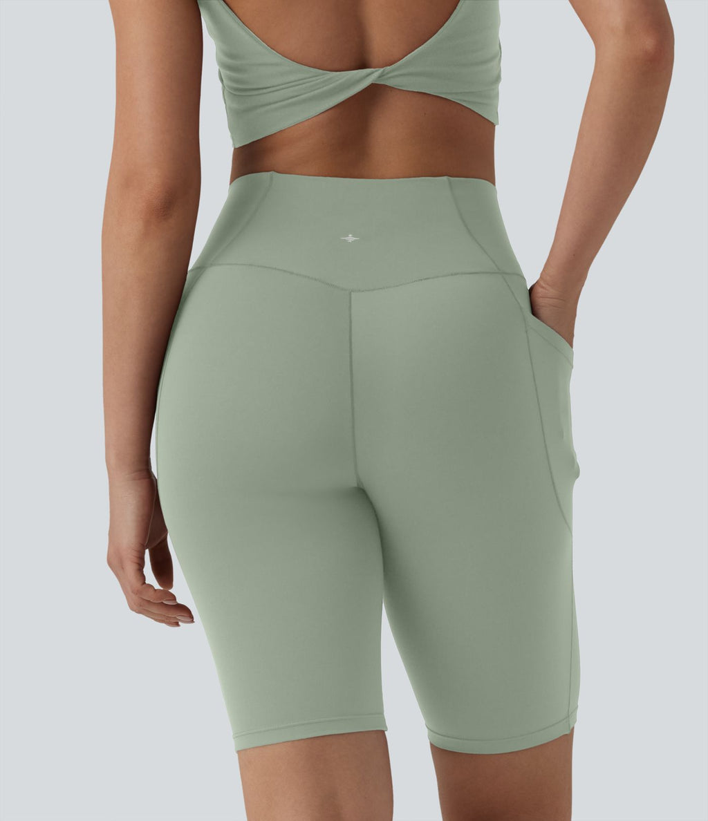 SoftlyZero™ Short cycliste de yoga croisé taille haute 23 cm avec poches - UPF50+