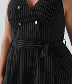 Combinaison grande taille col V sans manches ceinturée à rayures effet frais InstantCool avec poches, accès facile Easy Peasy