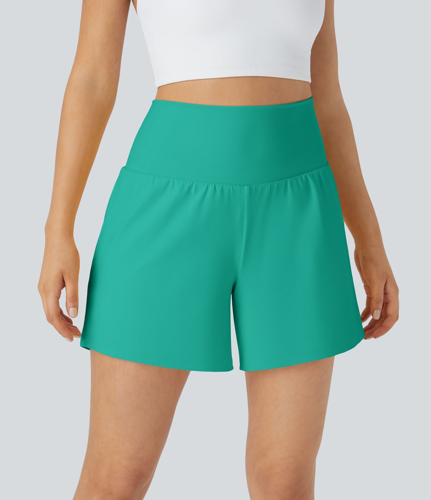 Short yoga 2-en-1 SoftlyZero™ Airy effet frais InstantCool taille très haute 12,5 cm avec poches, longueur allongée