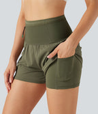 Short de course SpeedWave™ taille haute mesh contrastant 2-en-1 séchage rapide avec multiples poches