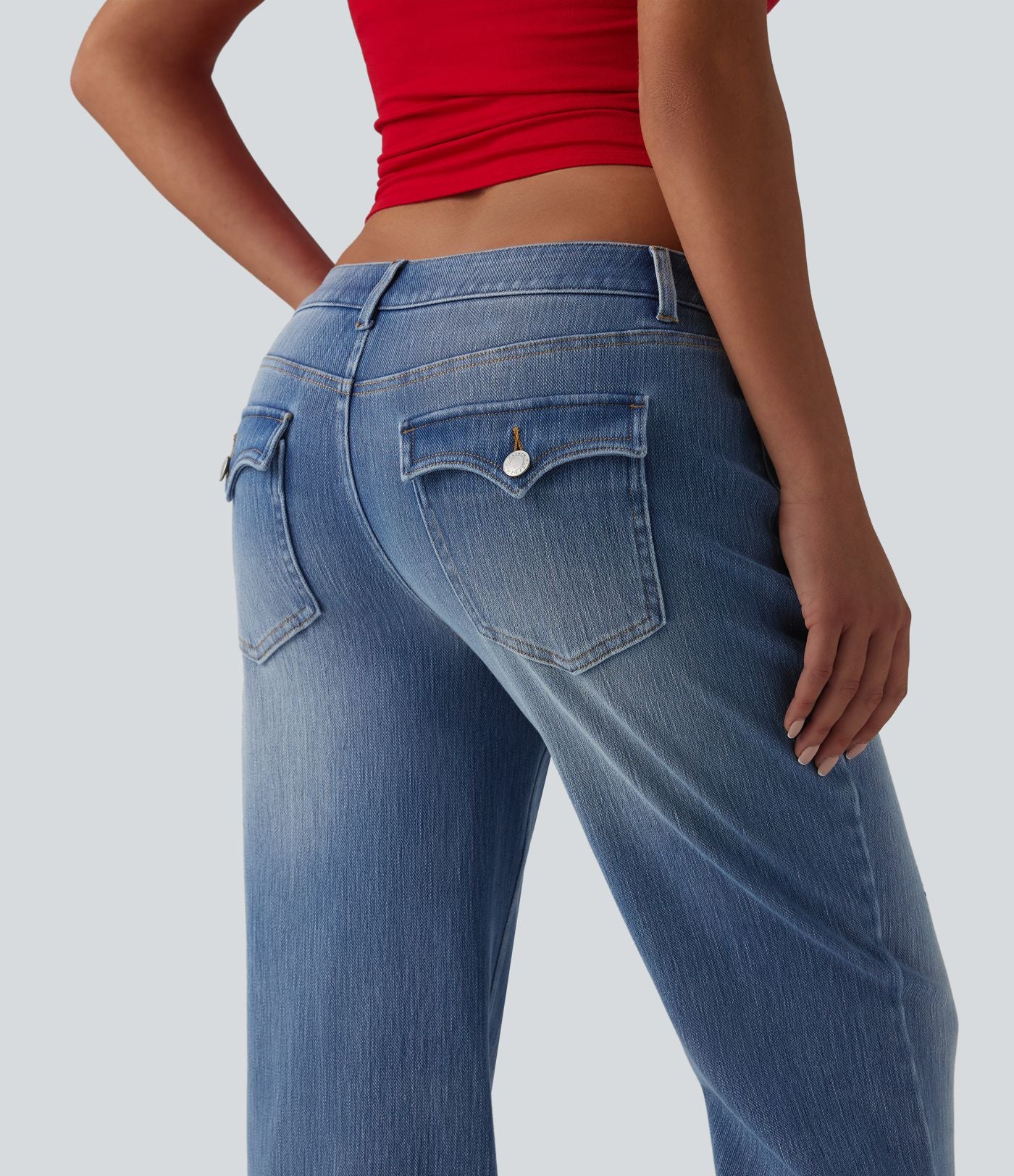 Halara Flex™ Jean droit casual taille basse avec poches