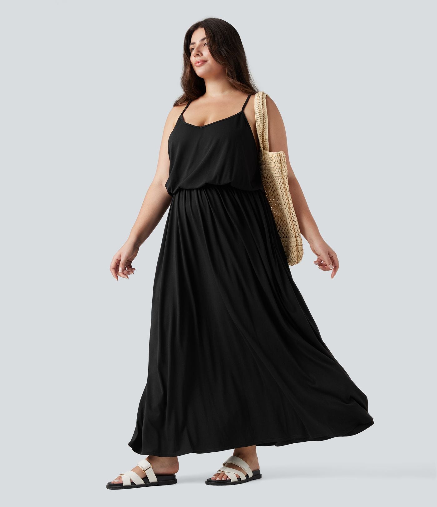 Robe longue fluide grande taille avec poches