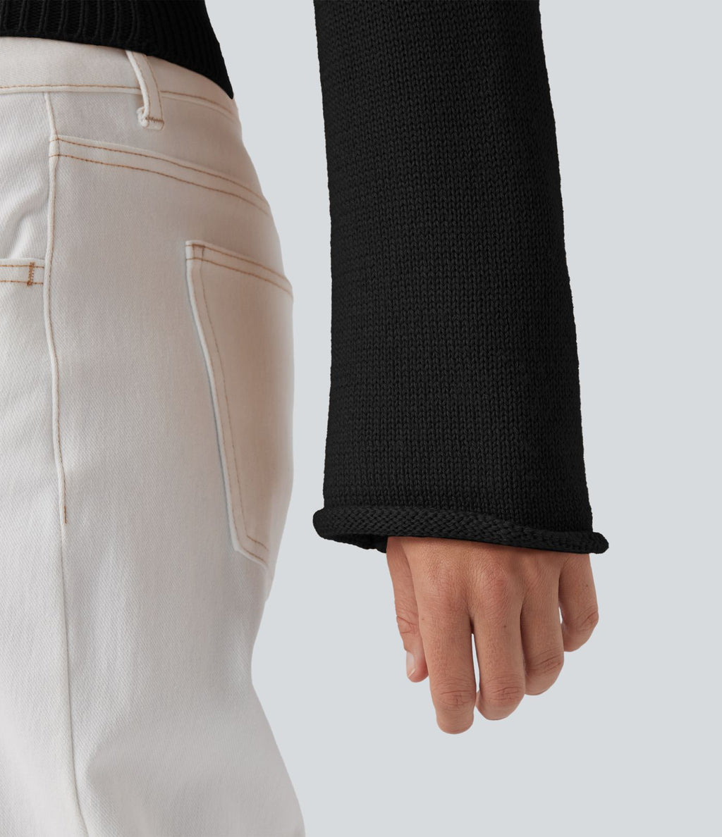 Pull décontracté à col asymétrique et manches longues