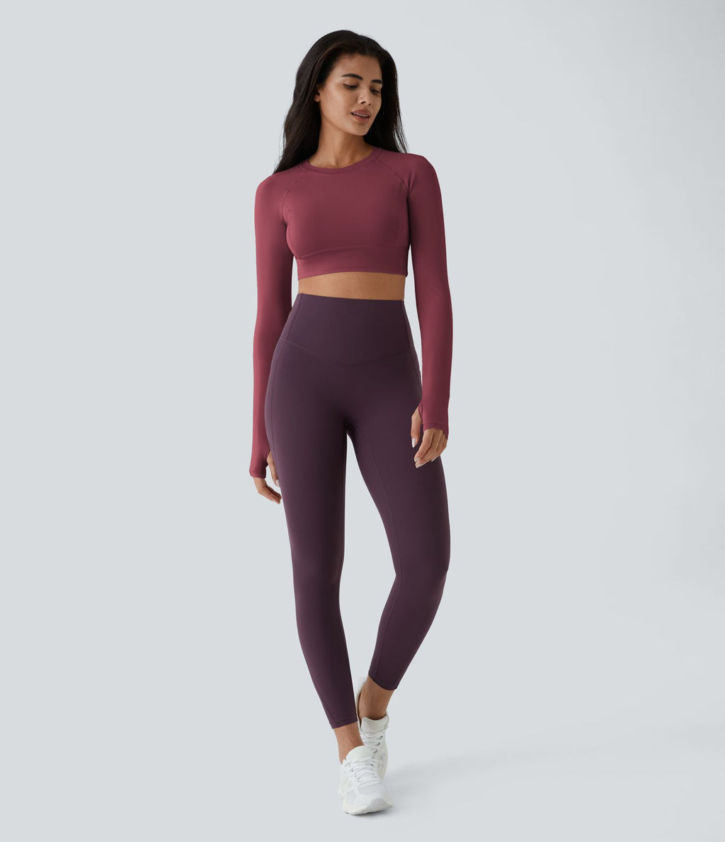 Top Sport Yoga Uni à Trou pour le Pouce Coupe Courte