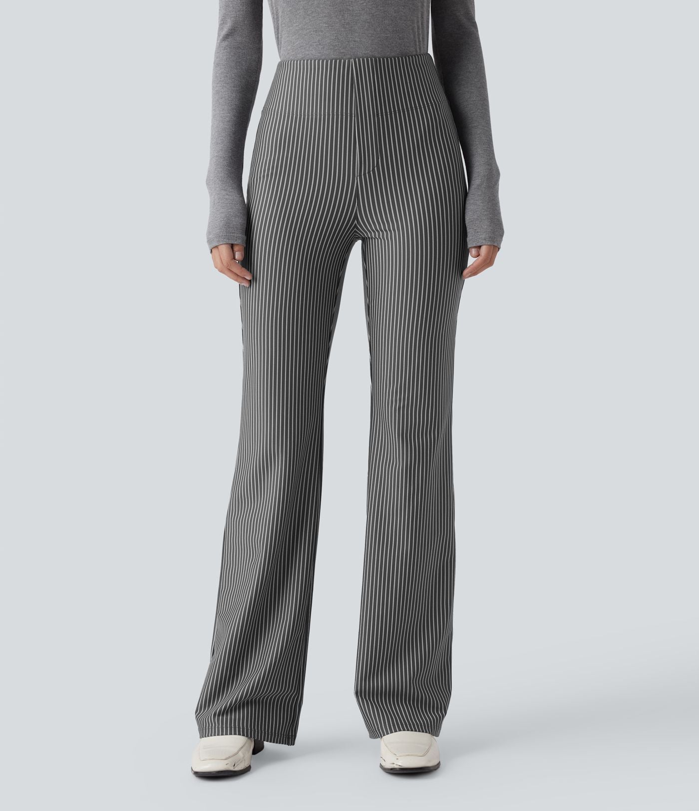 Pantalon de travail Halara Flex™ évasé à rayures, taille haute, avec poches