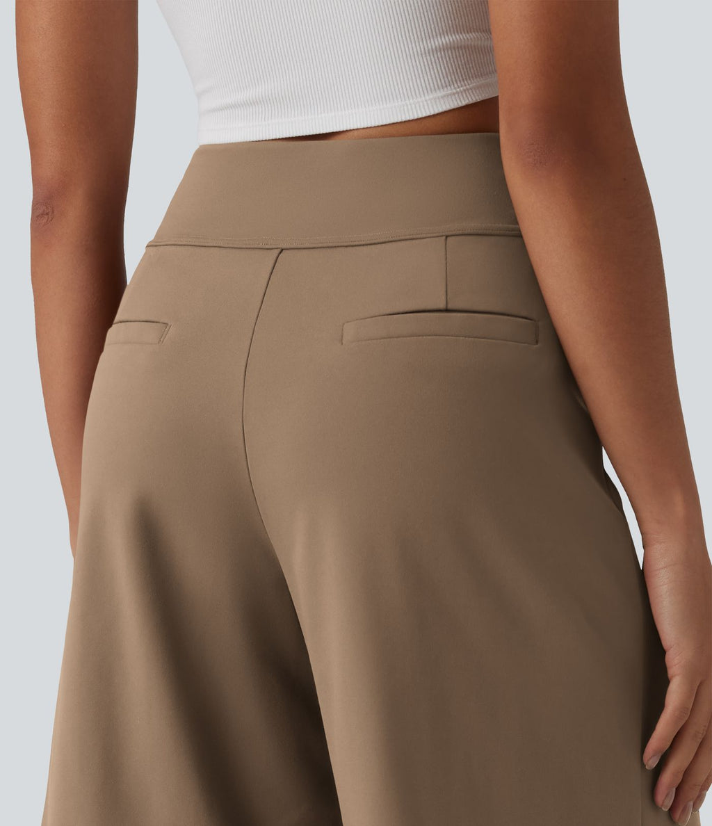 DayStretch Short tailleur bermuda plissé taille haute 25,5 cm avec poches
