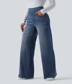 Halara Flex™ Denim Heat Jean large casual taille haute avec poches