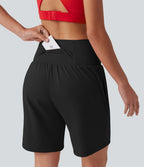 Short de yoga SoftlyZero™ Airy 2-en-1, taille haute, croisé, à effet frais InstantCool, 17,5 cm, avec poches