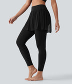 Legging de sport 2-en-1 SoftlyZero™ effet frais InstantCool taille haute avec mesh contrastant et poches, protection solaire UPF50+