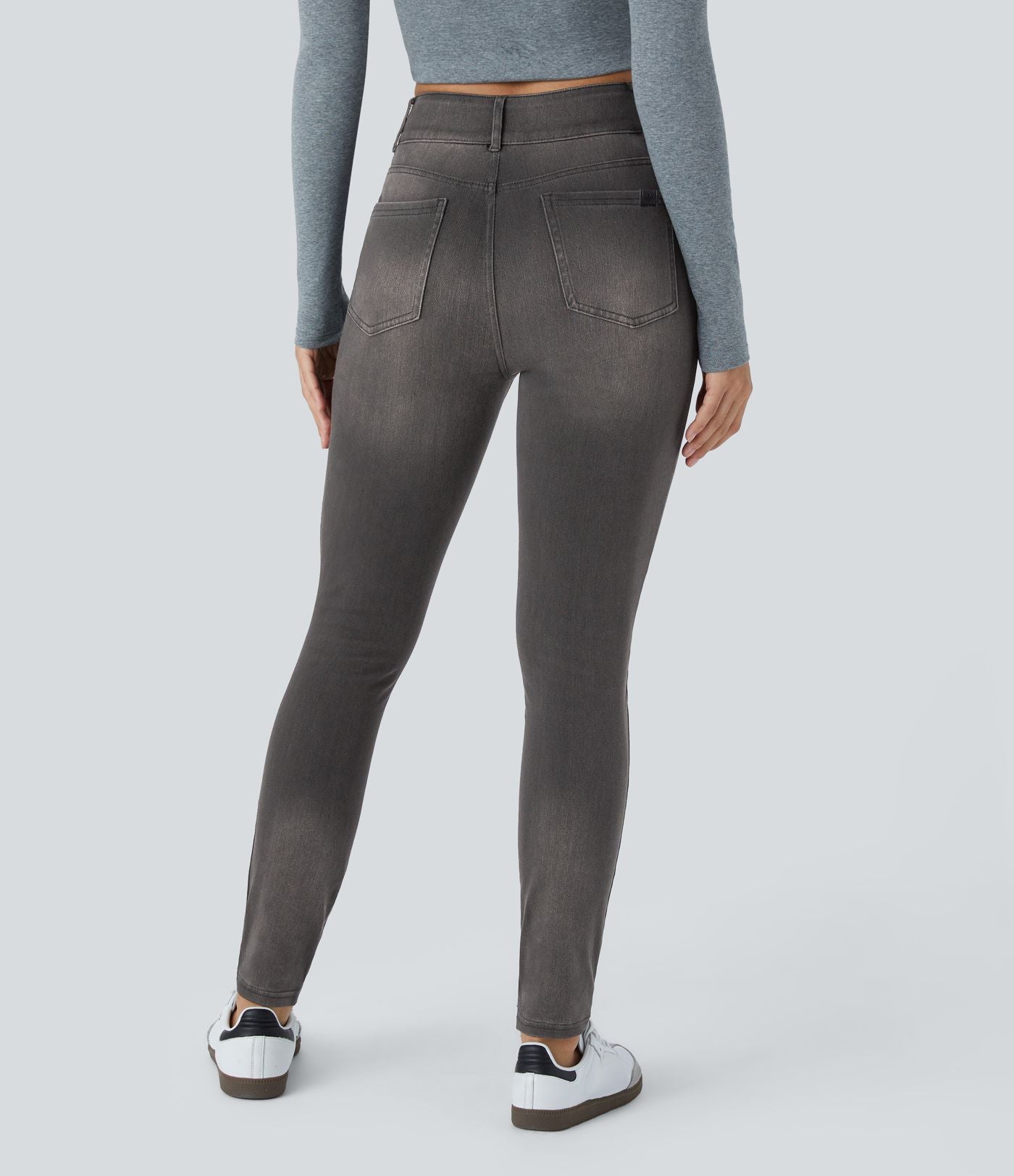 Halara Flex™ Jean skinny Casual Taille Haute Fermeture Éclair Boutonnés Plusieurs Poches Tricot Extensible