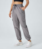 Jogging Cargo Casual à Taille Mi-Haute Cordon de Serrage et Poches Latérales