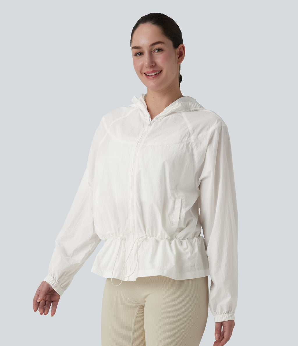 Coupe-vent casual à capuche avec cordon de serrage et poches