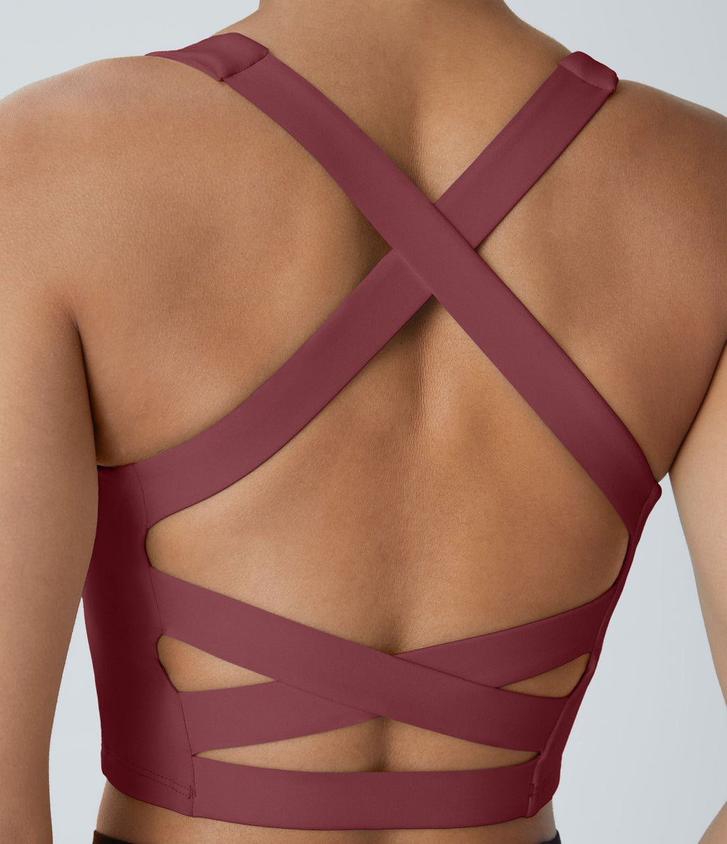 Débardeur yoga court SoftlyZero™ Airy col carré dos nu bretelles croisées effet frais InstantCool, bonnets A-C, protection solaire UPF50+