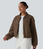 Veste sherpa décontractée zippée avec poches