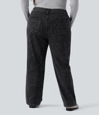 Halara Flex™ Jean casual grande taille jambe droite taille haute avec poches