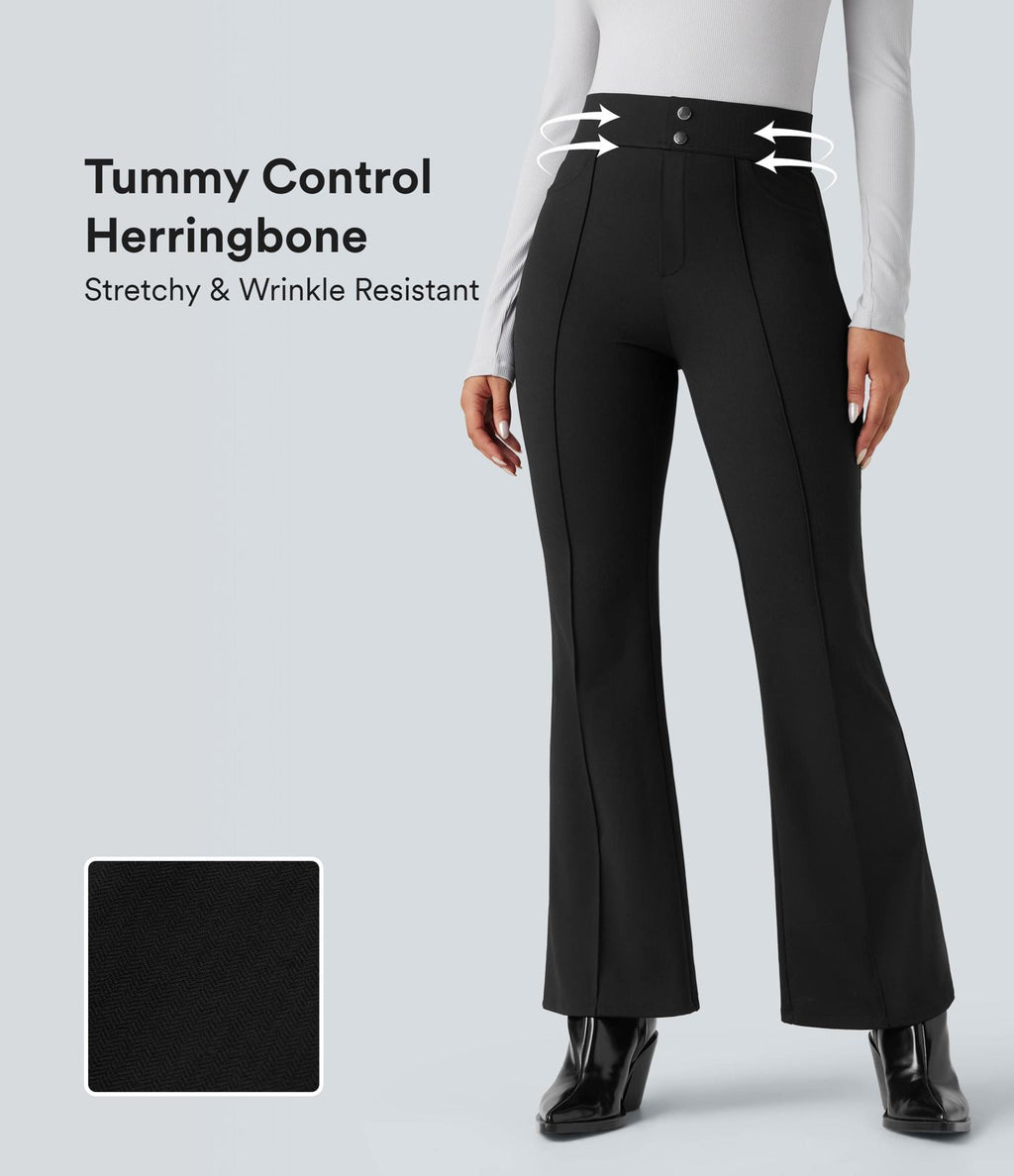 Pantalon tailleur évasé Halara Flex™ gainant taille haute chevrons avec poches