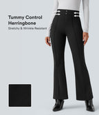 Pantalon tailleur évasé Halara Flex™ gainant taille haute chevrons avec poches