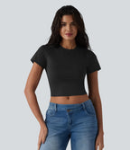 T-shirt casual col rond à manches raglan avec empiècements en mesh respirant