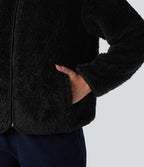 Veste sherpa col montant manches longues avec poches
