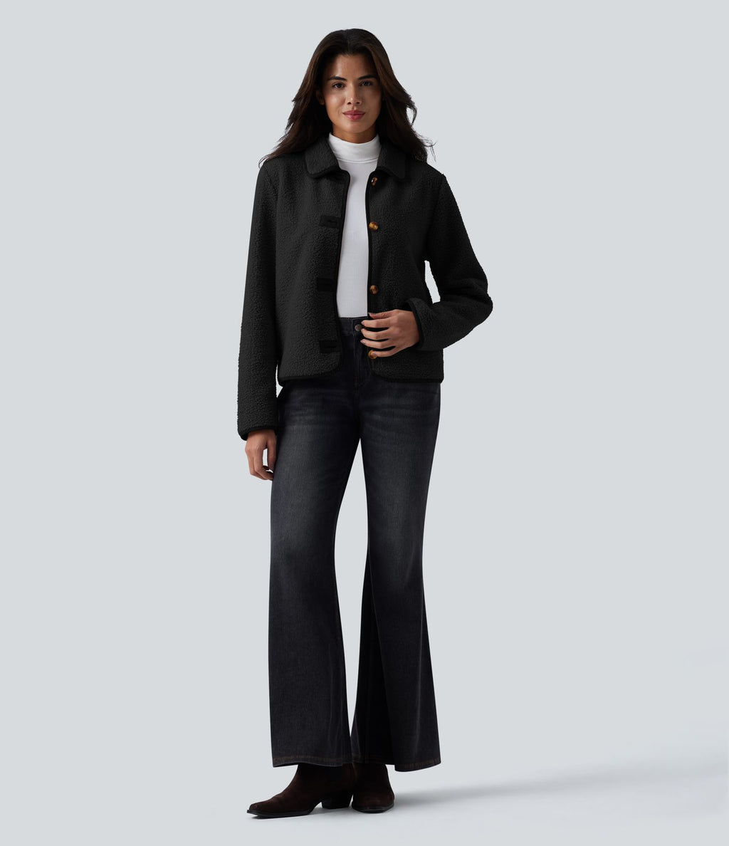Veste casual sherpa col manches longues avec poches