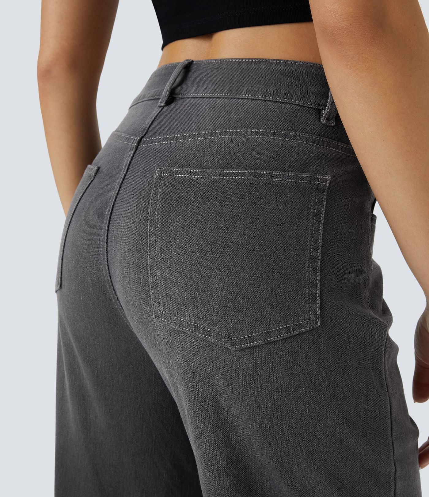 Halara Flex™ Jean Larges Taille Haute Ourlet Roulotté Multiples Poches
