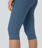 Pantalon corsaire jogging de yoga Softlyzero™ moelleux, taille haute à cordon avec poches latérales