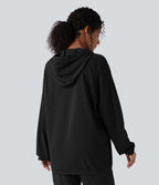 Sweat-shirt de sport matelassé camping à capuche, cordon de serrage et manches longues