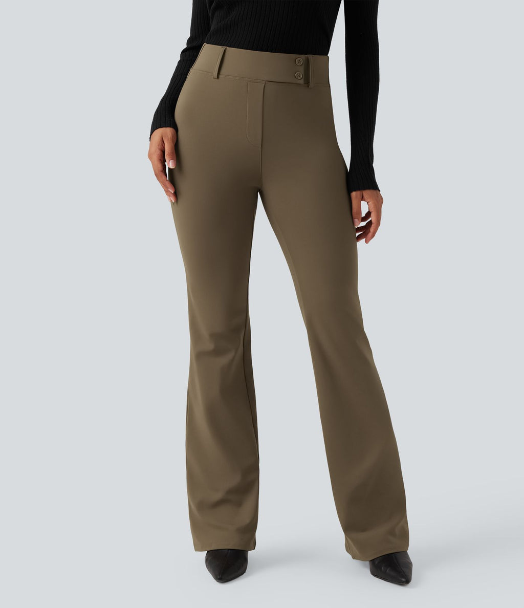 Pantalon tailleur évasé taille haute avec poches Halara Flex™