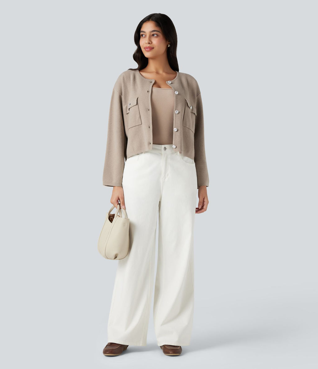 Cardigan col rond manches longues avec poches