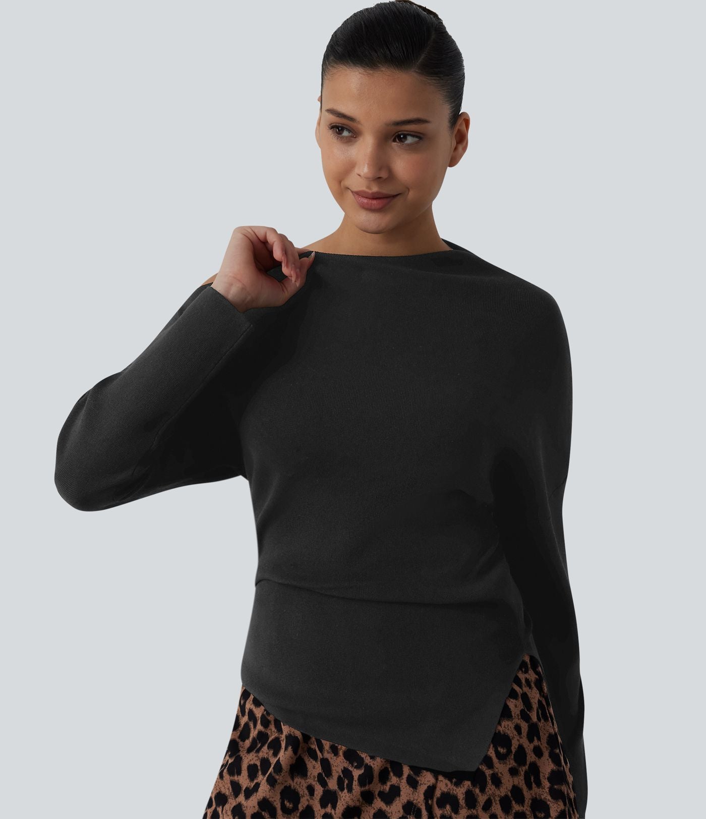 Pull casual une épaule manches longues