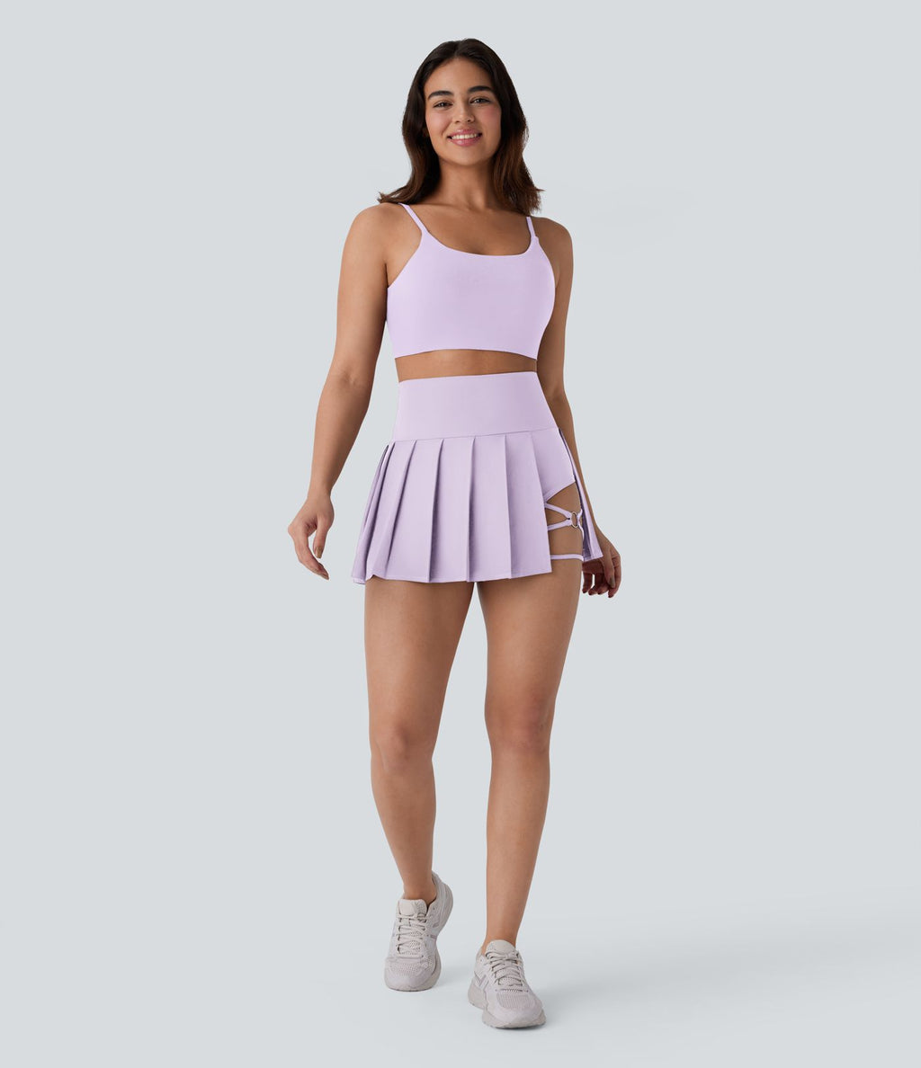 Jupe-short de danse mini Breezeful™ à taille haute, plissée, 2-en-1, avec poches latérales et arrière, ourlet asymétrique et séchage rapide