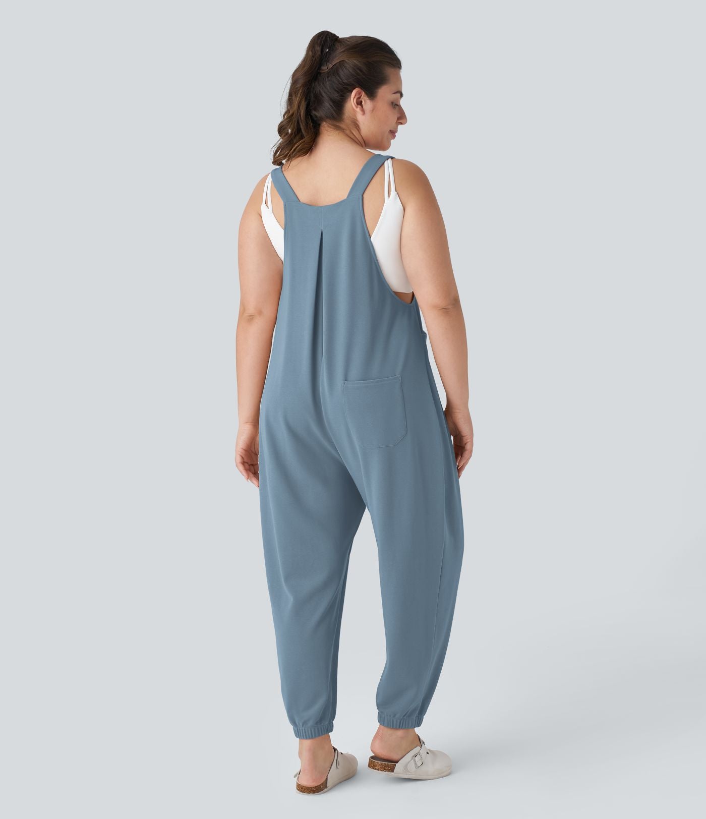 Sangle Réglable Bouton Plusieurs Poches Plissé Gaufré Casual Grande Taille Salopette