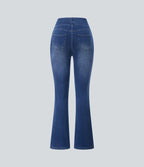Halara Flex™ Jean bootcut décontracté extensible délavé taille haute à poches multiples