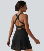 Robe de yoga évasée 2-en-1 SoftlyZero™ QuickDry avec soutien-gorge intégré, dentelle contrastée et poches - Édition Easy Peasy