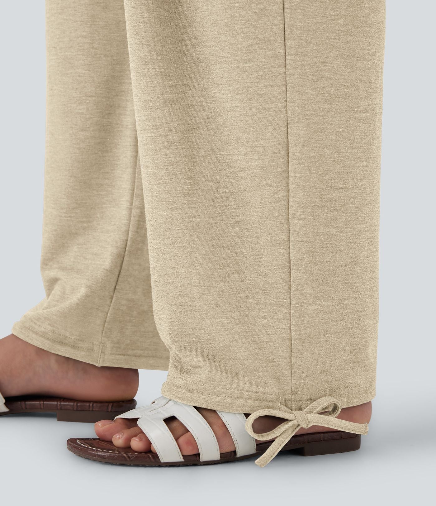 Pantalon de jogging décontracté à taille haute croisée avec poches latérales et cordon de serrage
