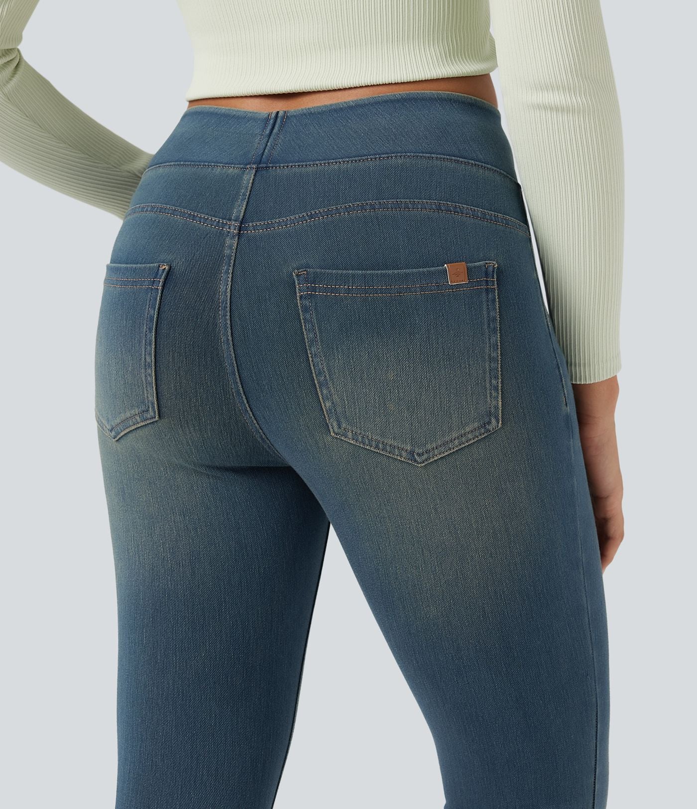 Leggings 7/8 décontractés en denim taille haute avec poches Halara Flex™