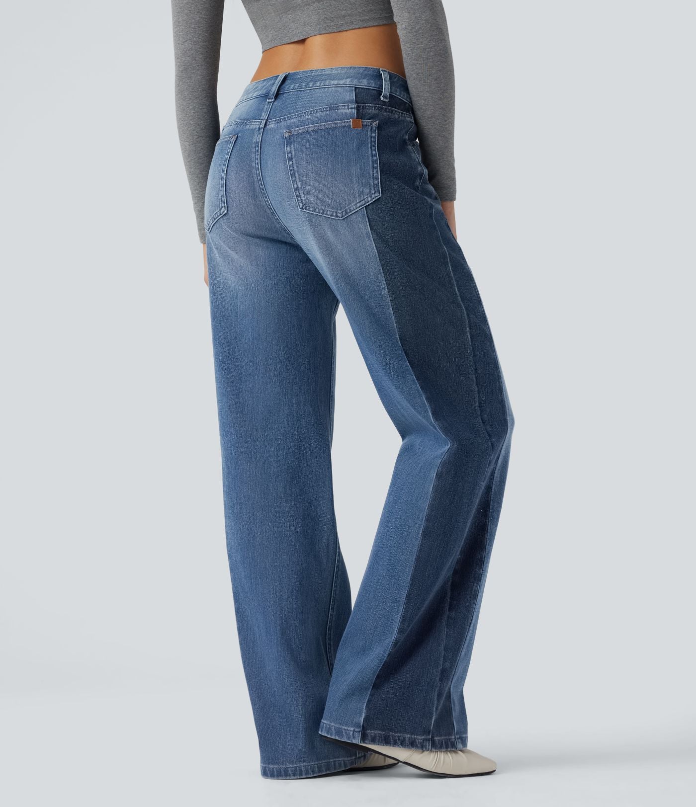 Jean large Halara Flex™ taille basse color block avec poches