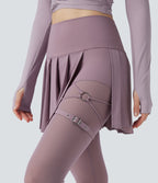 Legging à jupe étrier danse Breezeful™ 2-en-1 taille haute plissé résille contrastante séchage rapide avec poches