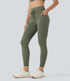 Legging yoga 7/8 taille haute chiné avec cordon de serrage et poches
