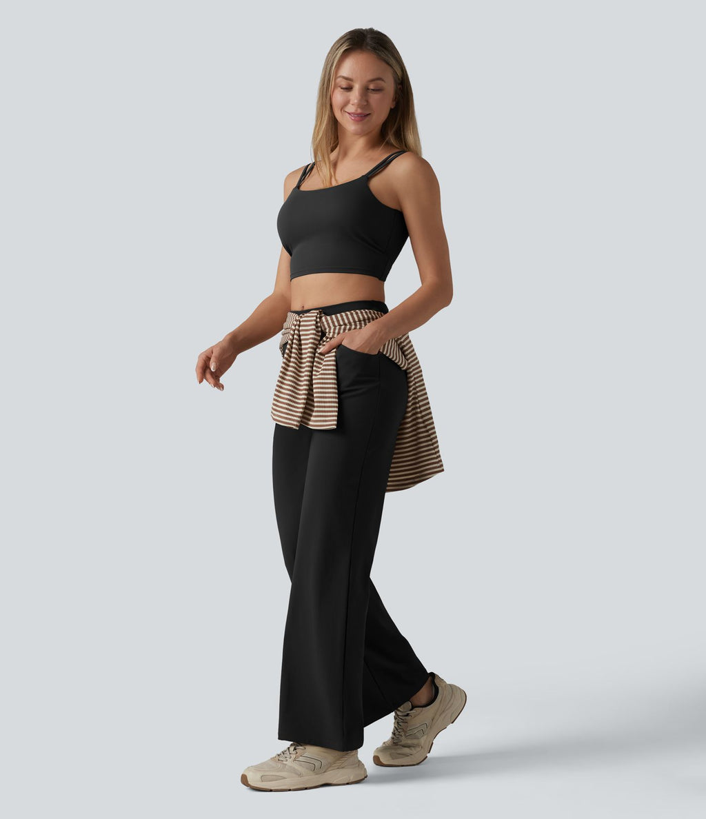Pantalon de yoga bootcut mi-taille avec poches