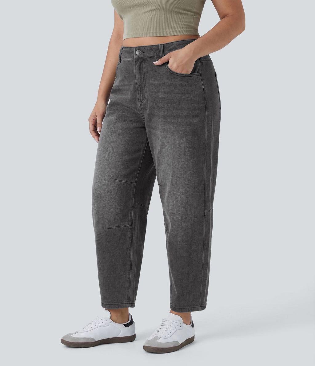 Halara Flex™ Jean barrel grande taille coupe ballon taille basse avec poches