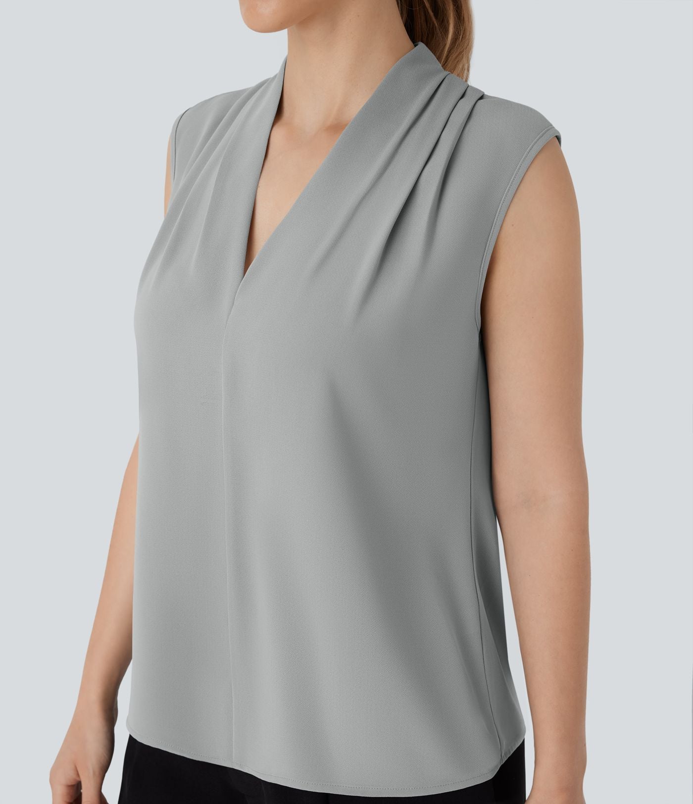 Blouse sans manches col V pour le bureau