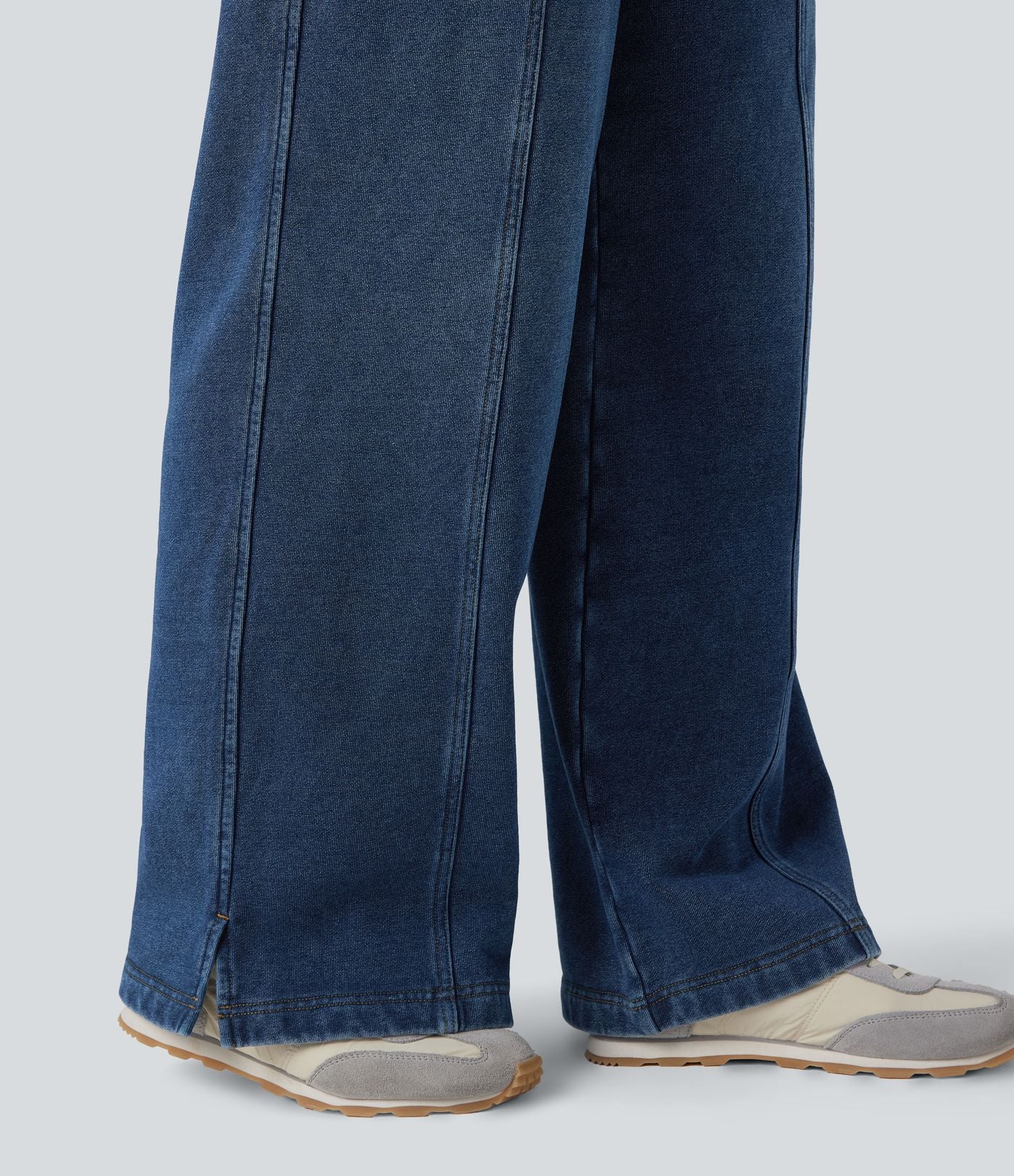Jean jogging Halara Flex™ coupe droite fendu taille haute molleton français avec cordon de serrage et poches